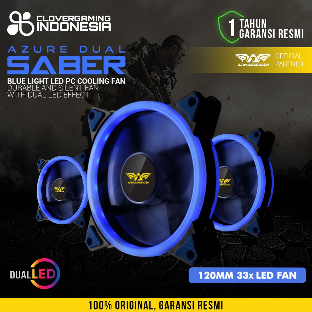 Armaggeddon Azure Dual Saber 120mm Blue LED FAN - FAN Casing