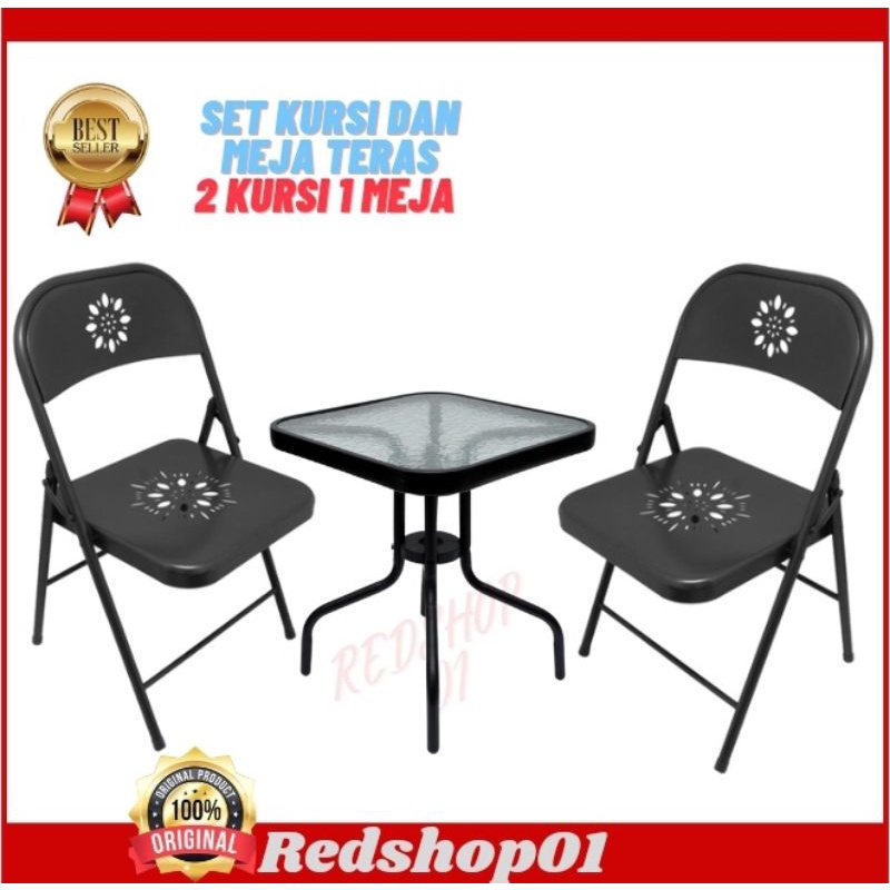 set kursi teras/set kursi outdoor/set kursi indoor/ kursi lipat/kursi besi/meja kaca/kursi/meja kota