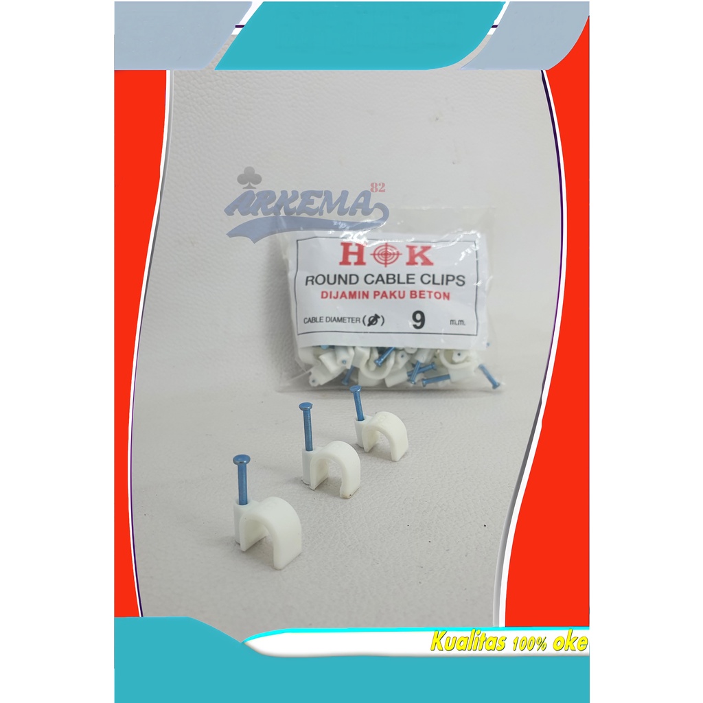 [ TERMURAH ] KLEM KABEL PAKU BETON ISI 50PCS | KLEM PAKU HOK UKURAN 9MM