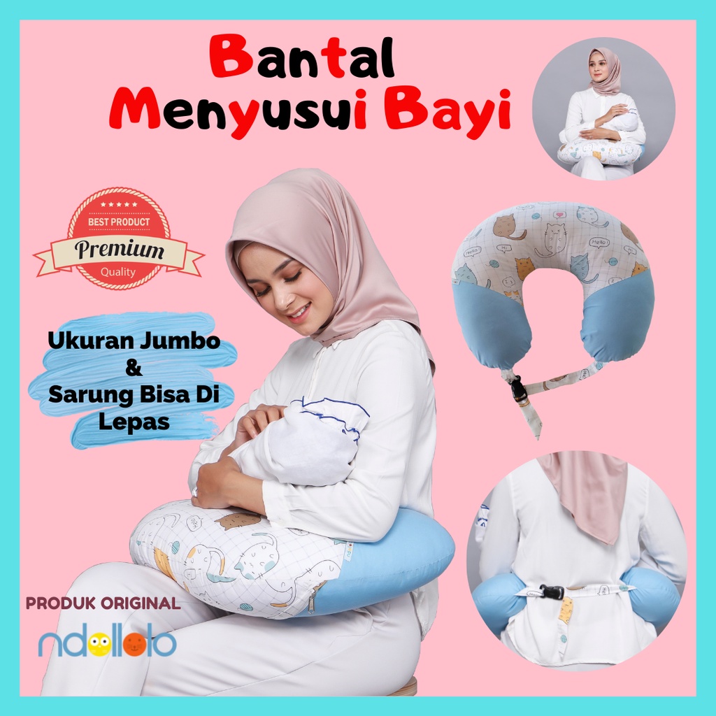 Premium Jumbo Bantal Menyusui Bayi Sarung Resleting Bisa Dilepas Cuci Nursing Pillow Baby By Ndollolo