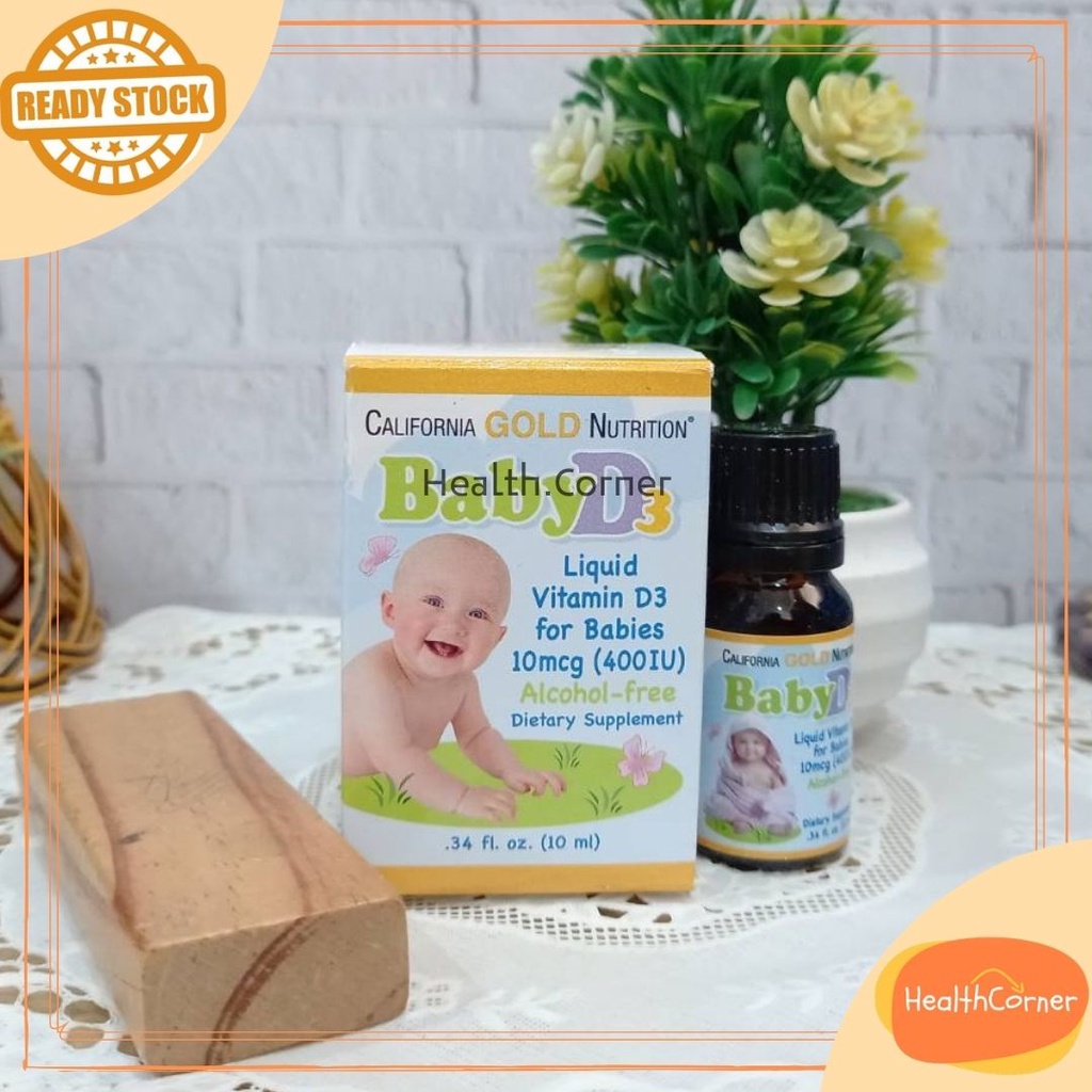 California Gold Nutrition Baby D3 Drop 10mcg 400 IU 10ml, [ Baby Vitamin D3, BabyD3 ]