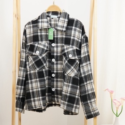 Plaid Shirt Kemeja Flanel Wanita Kasual Cewe Mamba