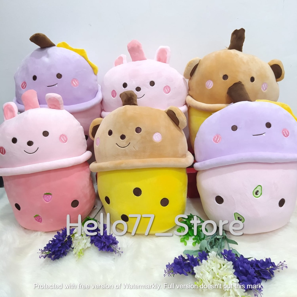 HS/Boneka Bantal Boba Bottle Brown Animal Seulgi Pluffy Soft Cute