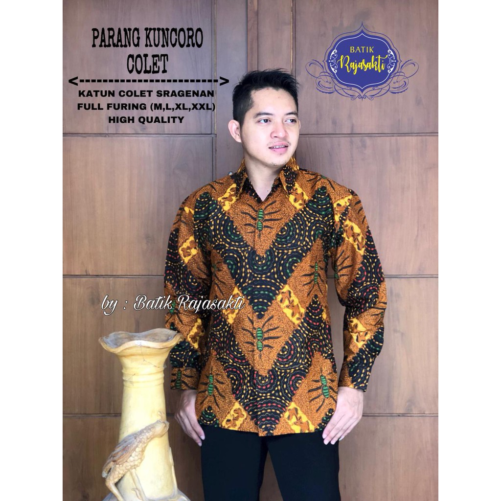 PARANG KUNCORO RAJASAKTI KEMEJA BATIK SOLO PRIA LENGAN PANJANG LAPIS FURING ATASAN BATIK PREMIUM MODERN KATUN HALUS BAHUWIRYA  BANAMITRA BANAMITRA PUTIH BANGSAWAN BAYU PUTRA BERLIAN BIRU BHARATAYUDA BIMASENA BIRENDRA BIRU INDAH BRAHMAKERTA BRAHMAKERTA