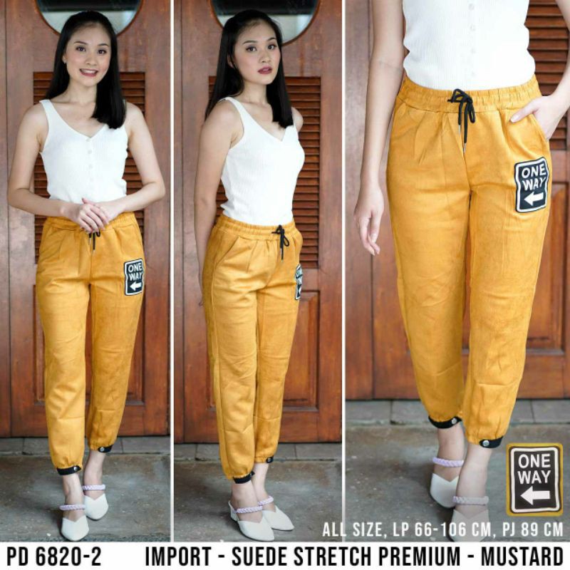 FASHION IMPORT/ CELANA WANITA JOGGER PANTS 4 WARNA SUEDE STRETCH PREMIUM PD 6820-2