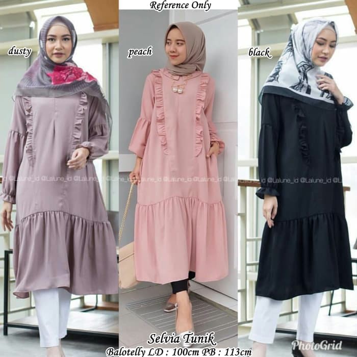 tunik polos wanita baju atasan selvia tunic