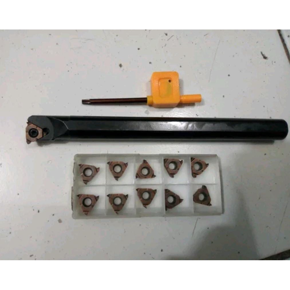 pahat bubut.holder bubut drat dalam SNR16. 1R16 set insert carbide 10pcs