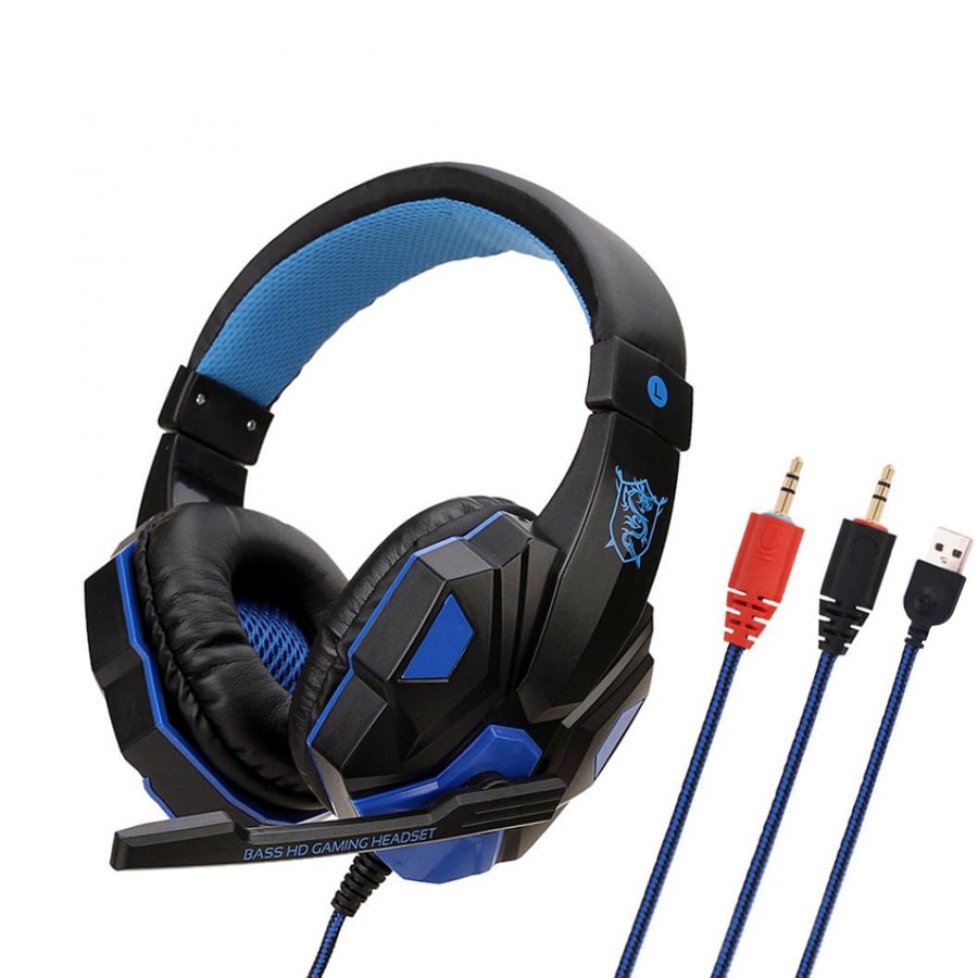 SY830 Headset Gaming LED + Microphone LED Gaming Headphone - Biru