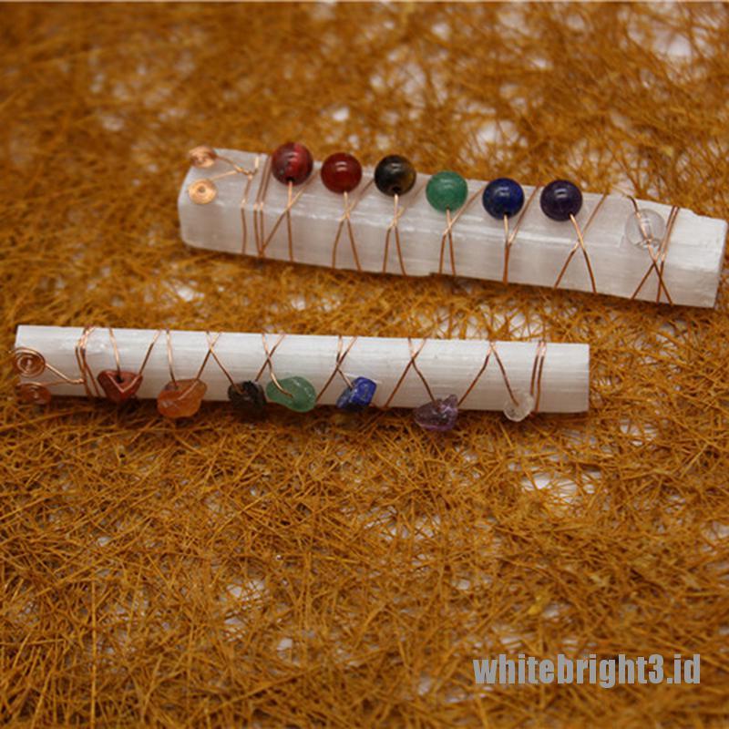 ❤White3 Warna Putih❤ Stik Batu Kristal Kuarsa Selenit Alami Untuk Pembersih Energi Chakra