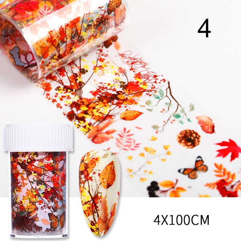 Stiker Kuku Motif Bunga / Kupu-Kupu / Daun Maple / Snowflake / Marmer Untuk Dekorasi Nail Art DIY