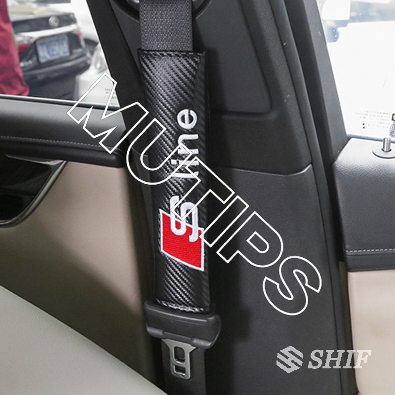 Audi 2pcs Cover Sabuk Pengaman Mobil Bahan Carbon Fiber Untuk A3 8l A1 Q5 TT mk2 A5 A4 B7 B8 B5 A6 C7 C6 Q7 Q3 RS3