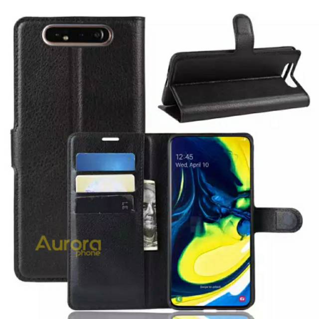 Flip Cover Samsung Galaxy A80 Wallet Leather Case Classic Style - Casing Kulit A80