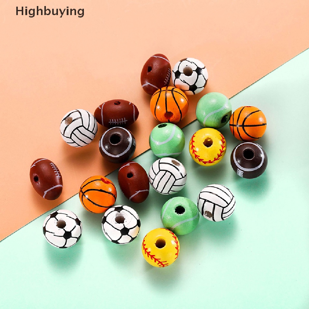 Hbid 10PCS Manik-Manik Spacer Bola Basket / Sepak / Tenis / Voli DIY Untuk Membuat Perhiasan Glory