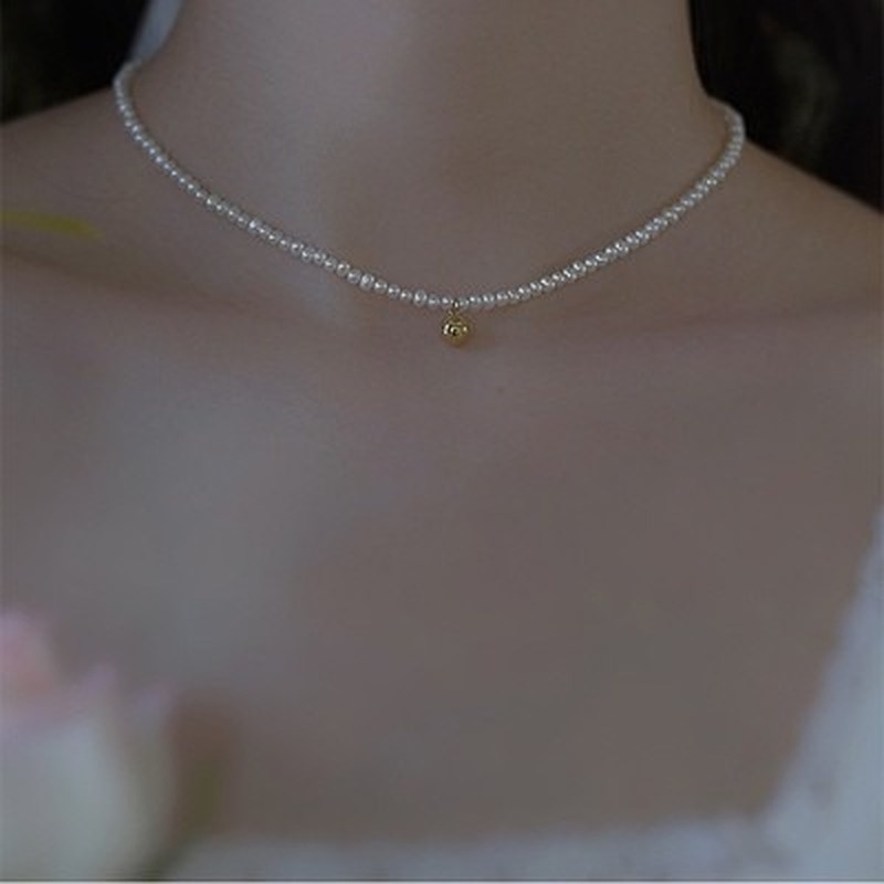 Retro fashion niche elegant simple bead baroque pearl necklace