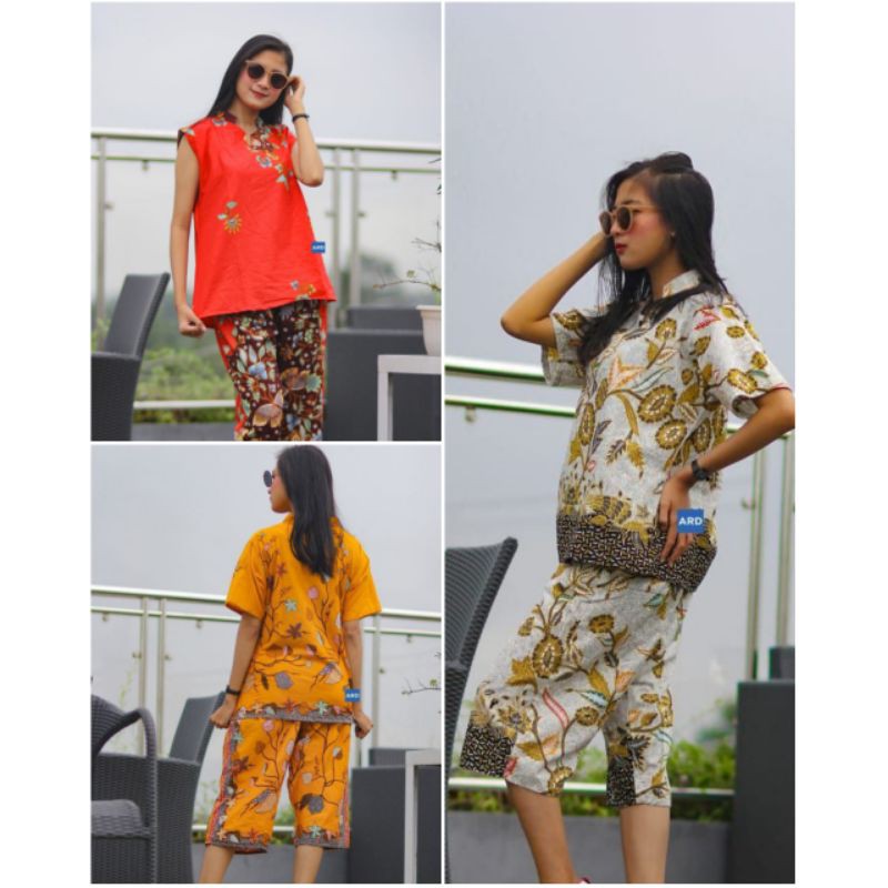 Setelan celana pendek setelan batik unggul jaya fashion wanita