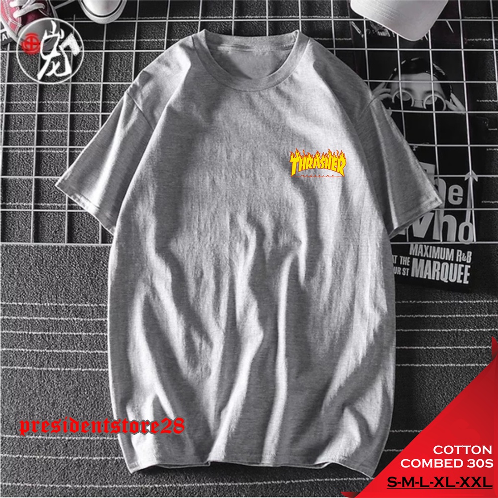 KAOS TSHIRT DISTRO THRASHER / KAOS THRASHER FLAME PREMIUM / KAOS THRASHER PRIA WANITA / KAOS THRASHER SMALL