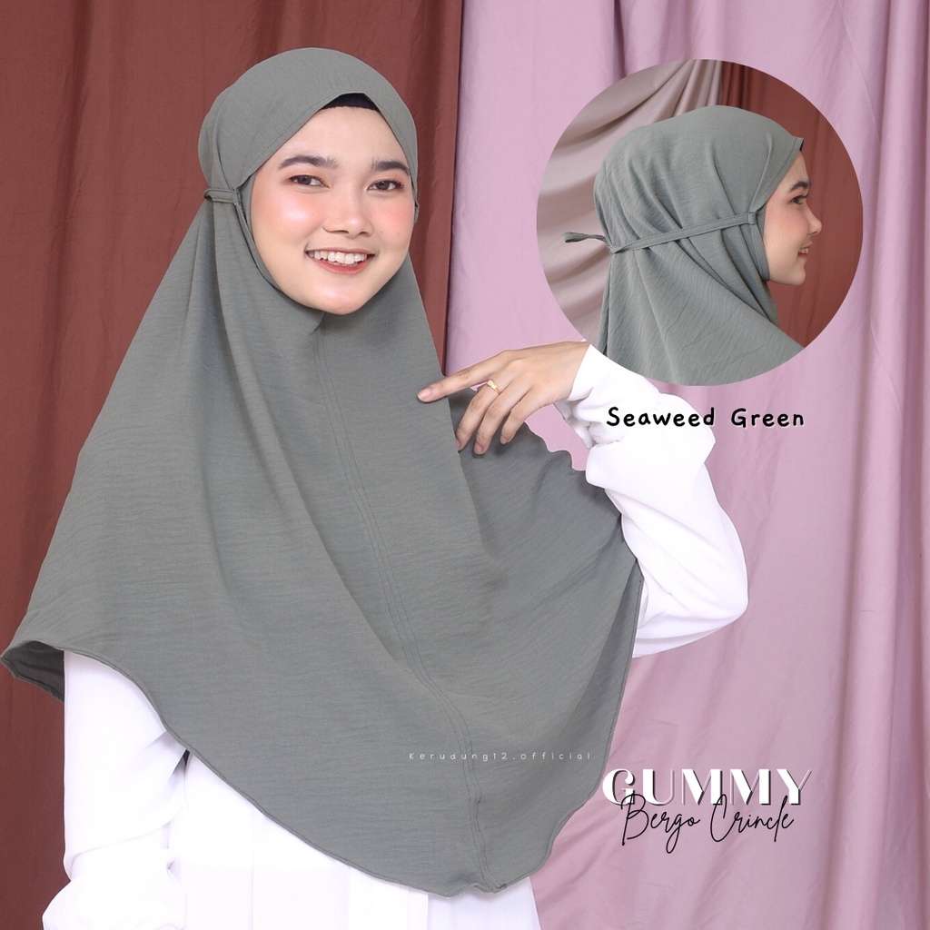Bergo Crincle/ Gummy Bergo Instan Crincle-Seaweed Green