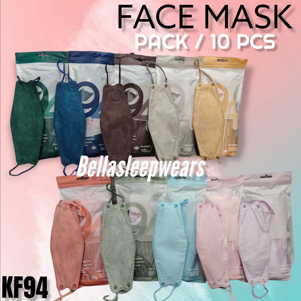 NEW PACK 94 KOREA DISPO - MASKER KF94 FISH MASK KOREA WARNA 4PLY TALI SENADA