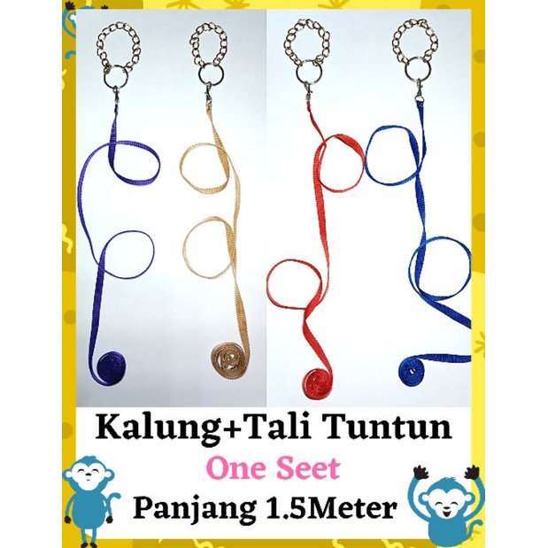 Kalung + tali tuntun hewan monyet satu set