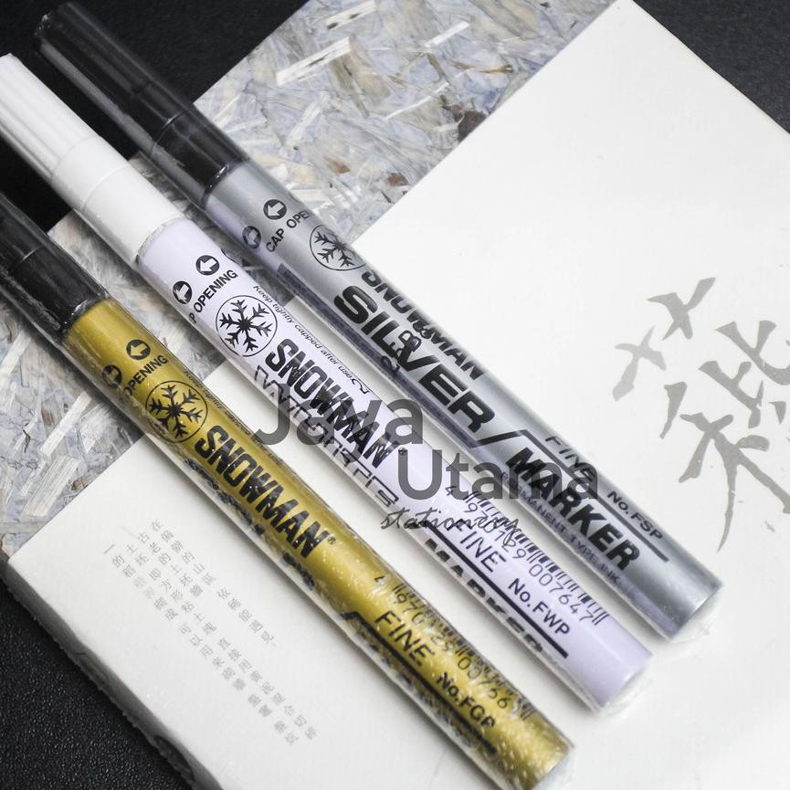 

9.9 STOK READY Spidol Permanen Emas / Perak / Putih KECIL Snowman COD