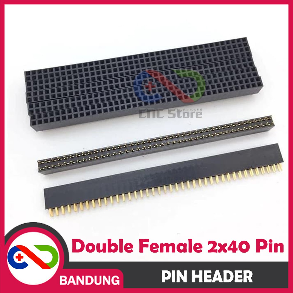 PIN HEADER STRIP FEMALE DOUBLE ROW 2X40 2.54MM BLACK HITAM