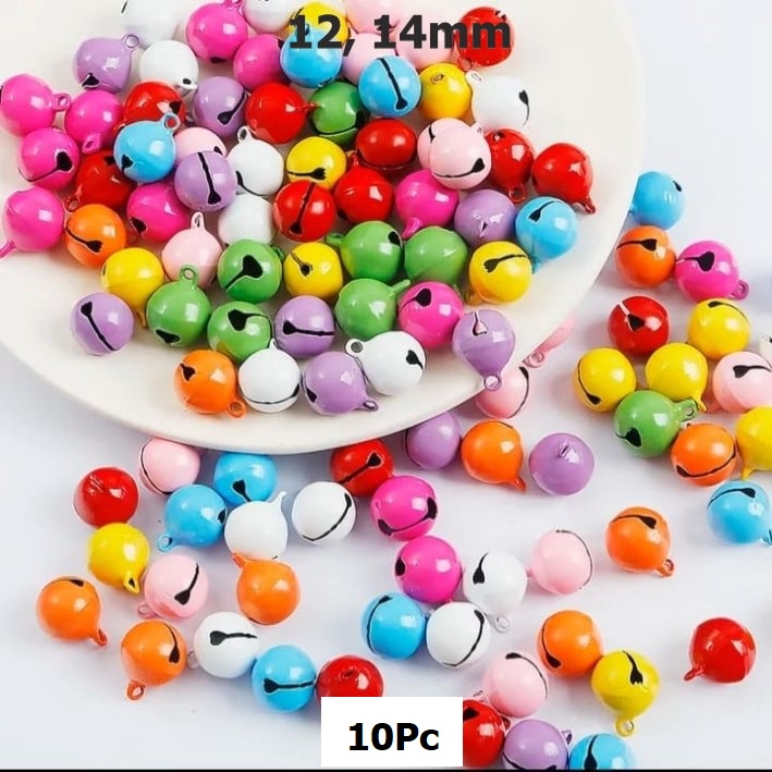 Bell Lonceng Kelintingan Bulat Doff Warna-Warni Uk 12-14mm Harga/10Pc