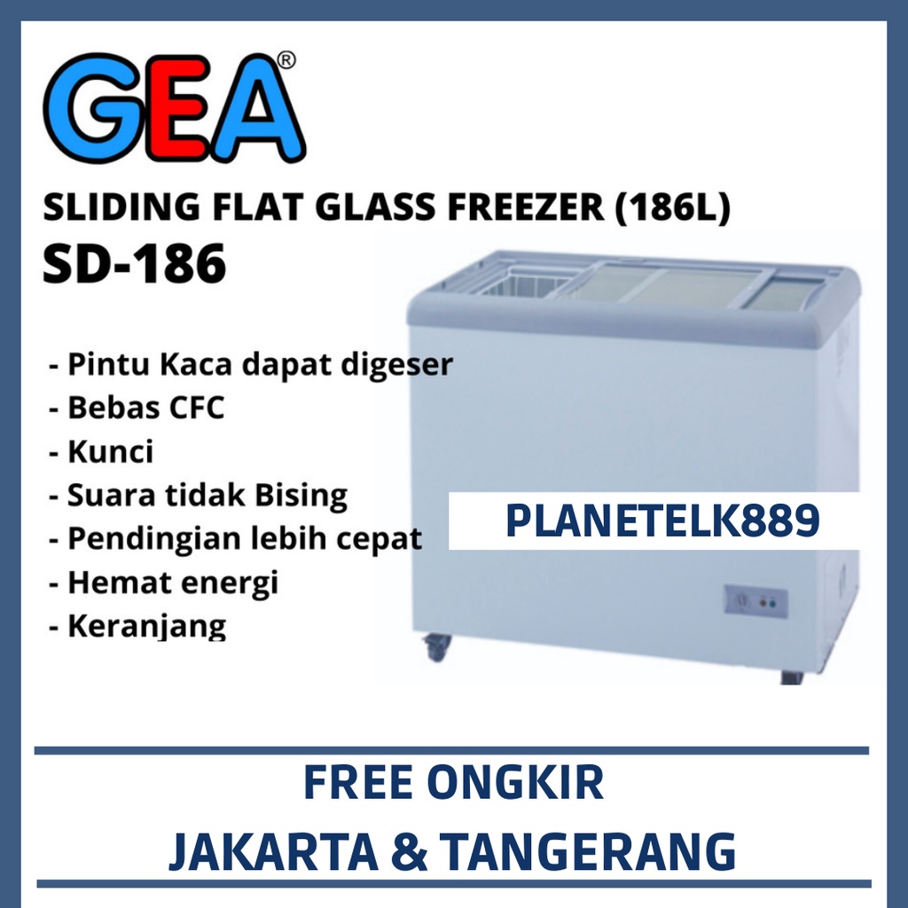 GEA SD-186 SLIDING FLAT GLASS FREEZER GEA 186 LITER