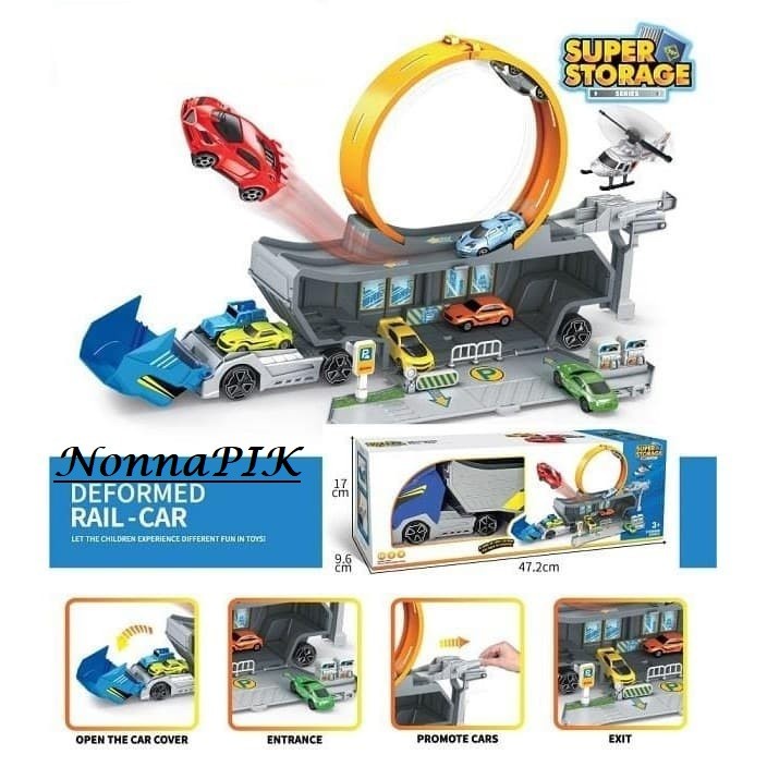 Mainan Anak Car Truck Diecast Track Mobil Super Storage Deformed Rail