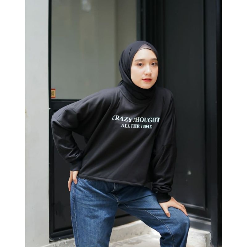 PAKAIAN WANITA - CRAZY TOUGHTS - SWEATER WANITA - SWEATER FLEECE - PAKAIAN TERLARIS-KASUAL STYLE