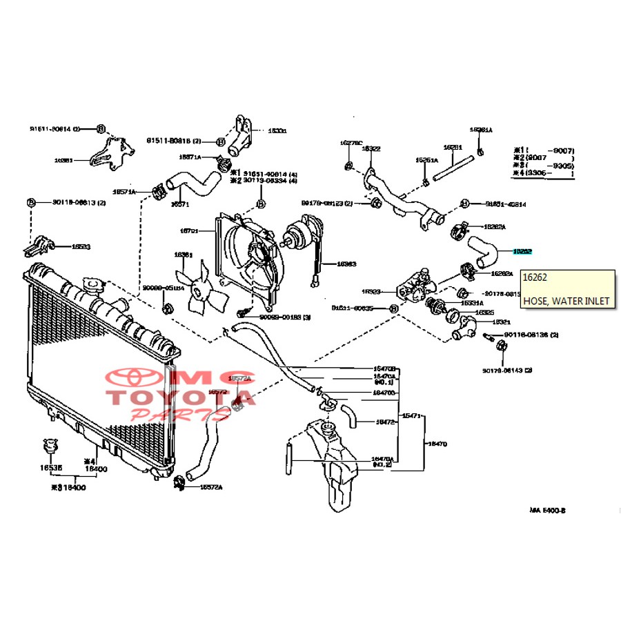 Selang Hose Water Inlet Corolla AE92 Celica 16262-15010