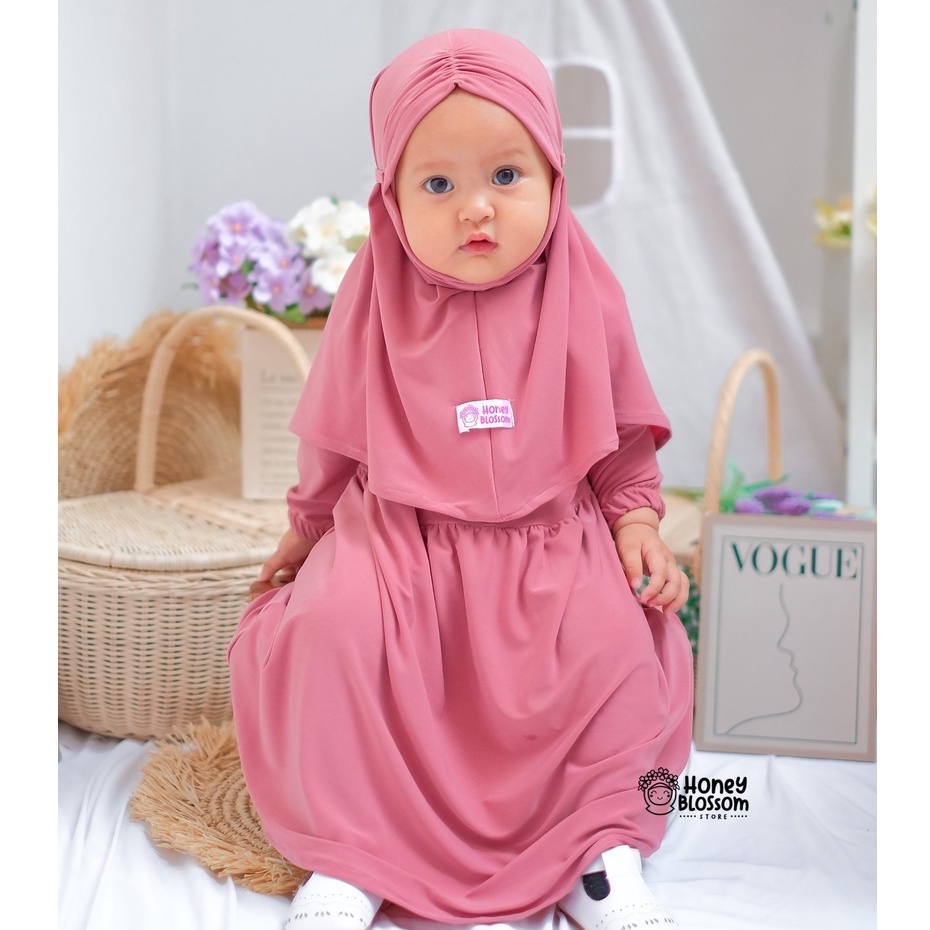 HoneyBlossom - gamis anak bayi perempuan / gamis bayi perempuan / gamis bayi polos 6 12 bulan cantik lylia