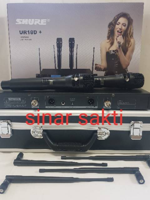 MIC WIRELESS SHURE UR 18D+/UR18D+ 4 ANTENA NEW FREE KOPER MULTI CHANNEL