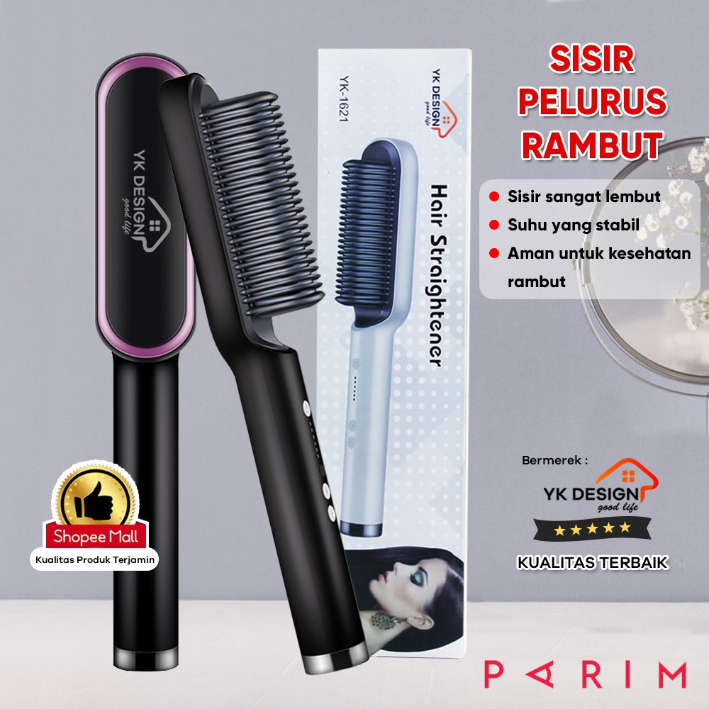 Catok Sisir Pelurus Rambut Hair Straightener Curler 2 in 1 catokan sisir listrik YK DESIGN YK-1621