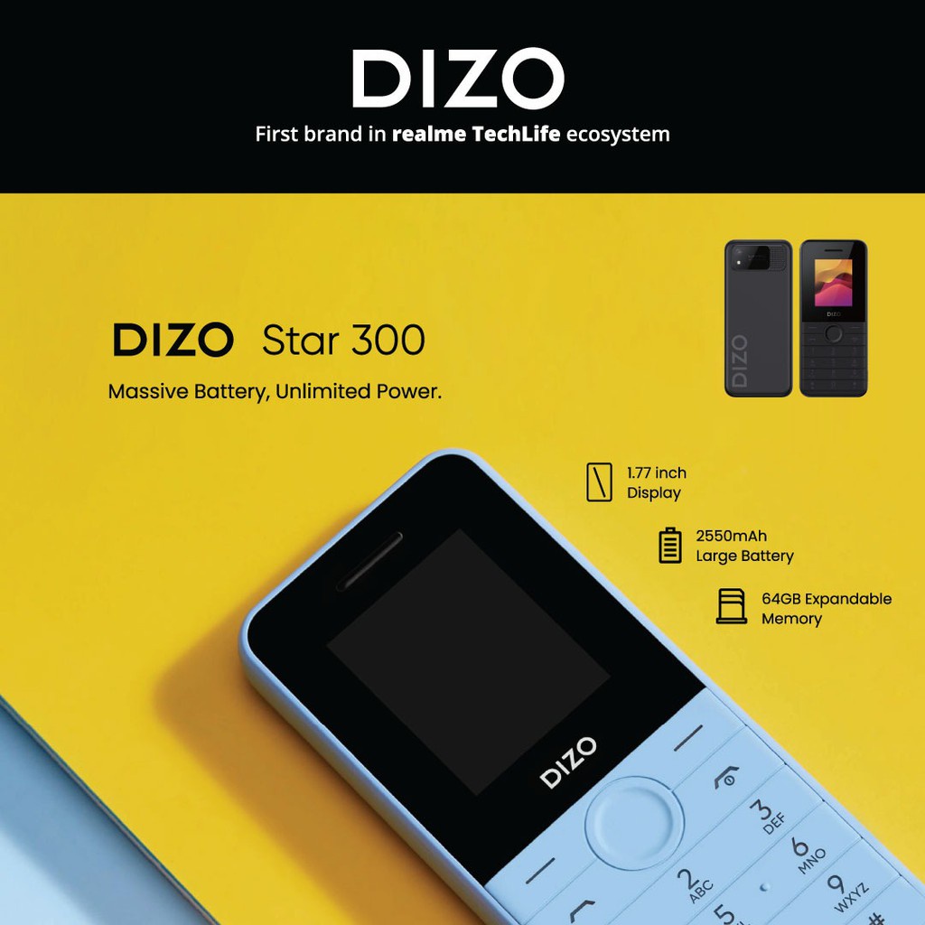 REALME DIZO STAR 300 CANDYBAR BISA CAMERA BISA MP3 FEATURE PHONE ANAK MUDA