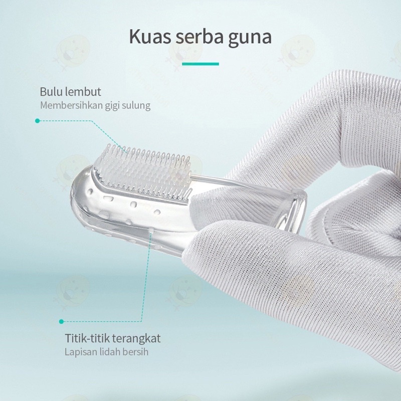 Sikat Gigi Bayi Silikon dengan Box Kotak Baby Finger Toothbrush untuk 3 Bulan - 18 Bulan Sikat Lidah Bayi