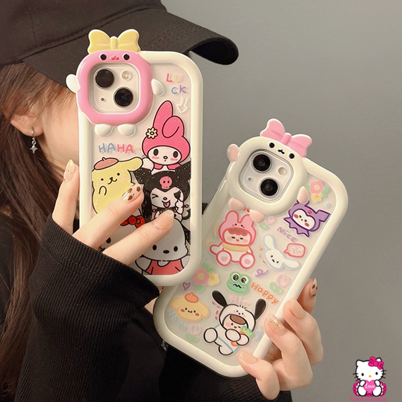 Soft Case TPU Motif Kartun Hello Kitty 3D Untuk IPhone 6 6S 7 8 Plus 13 11 12 Pro MAX XR X XS MAX SE