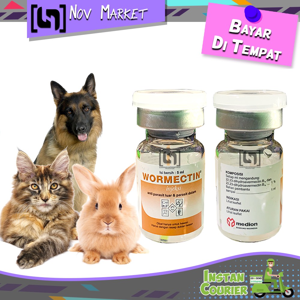 Wormectin 5 ml Obat suntik Hewan Scabies Gatal-gatal Anjing Kucing Kelinci