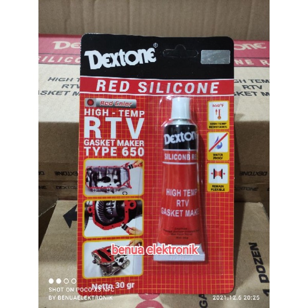 

Obral dextone red silicone 30 gr lem gasket merah 650