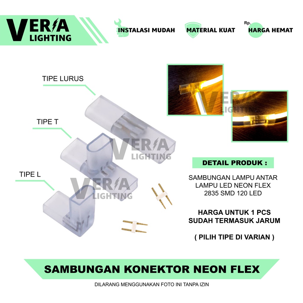 Sambungan Konektor Lampu Neon Flex 220V LED Fleksibel Neonflex