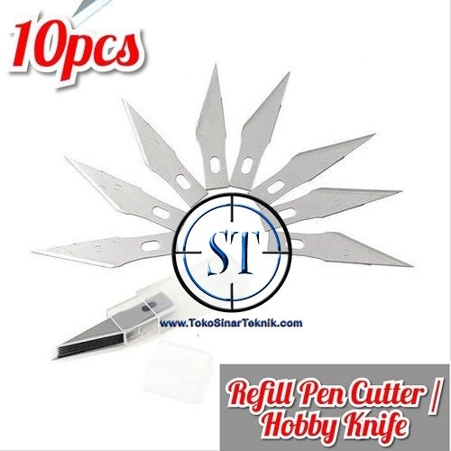 Refill Pen Cutter / Isi Ulang Pisau Ukir Seni Cutting Blade Engraving isi 10 Pcs