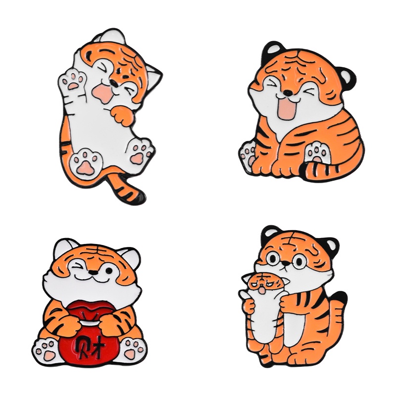 Bros Pin Enamel Bentuk Hewan Harimau Fortune Untuk Aksesoris Pakaian