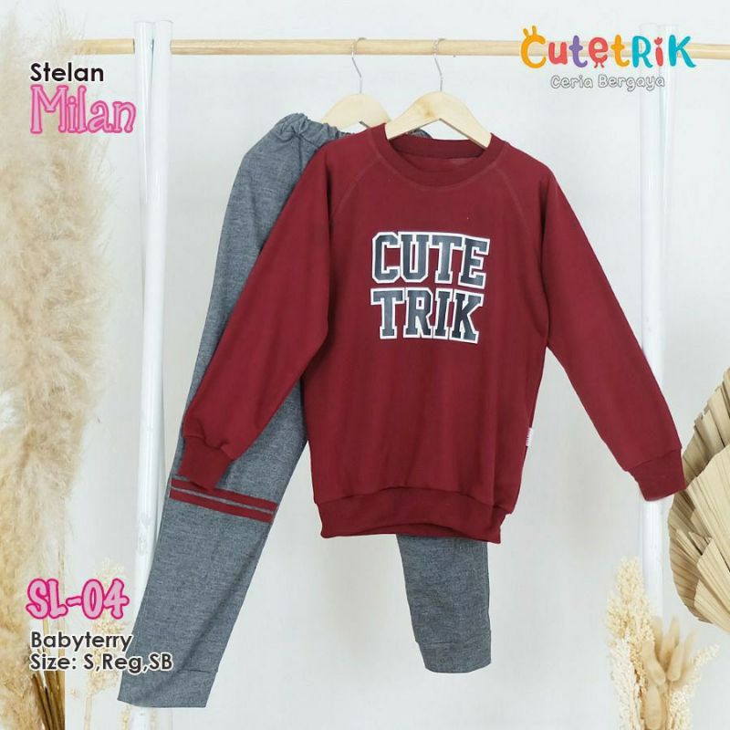 Set Celana Kaos Milan SL 04 Original by Cutetrik | Set celana Anak, set kulot anak, setelan anak lak