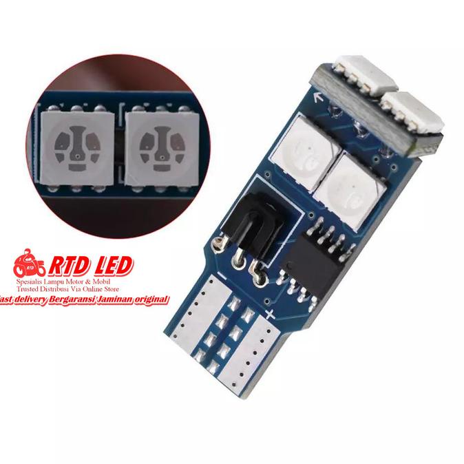 Led T10 Lampu Senja 5050 6 SMD 7 Warna RGB Isi Sepasang 2 Pcs Original rtd333 Ayo Beli