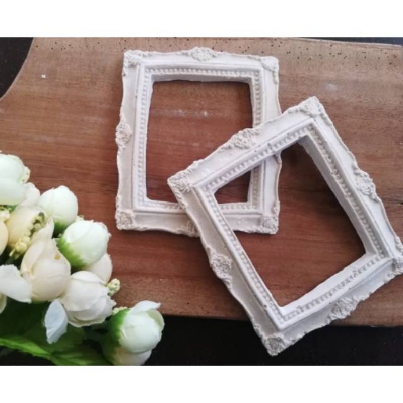 Frame resin square belgi - frame bahan mahar scrapbook - frame resin bahan kerajinan / crafr