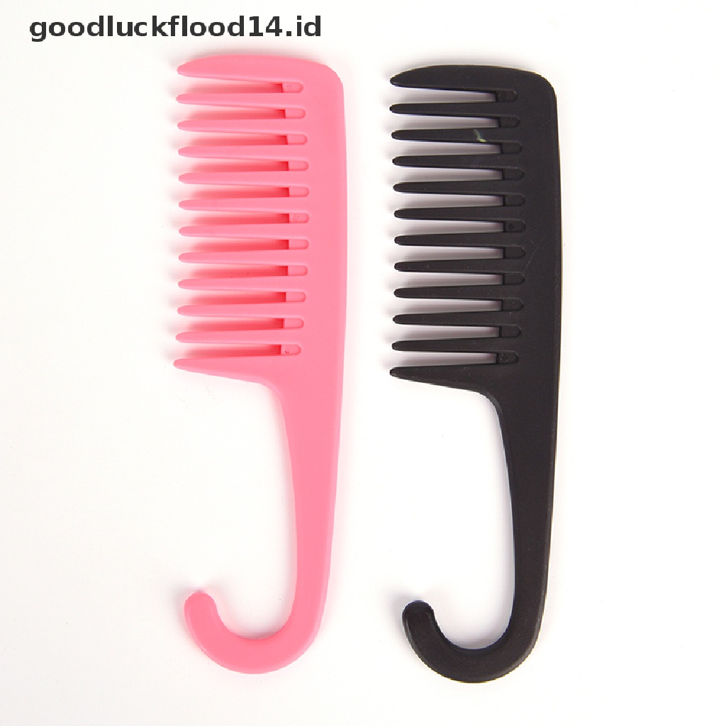 [OOID] Large Wide Tooth Combs Hook Handle Reduce Hair Loss Comb Styling Brush Tools ID