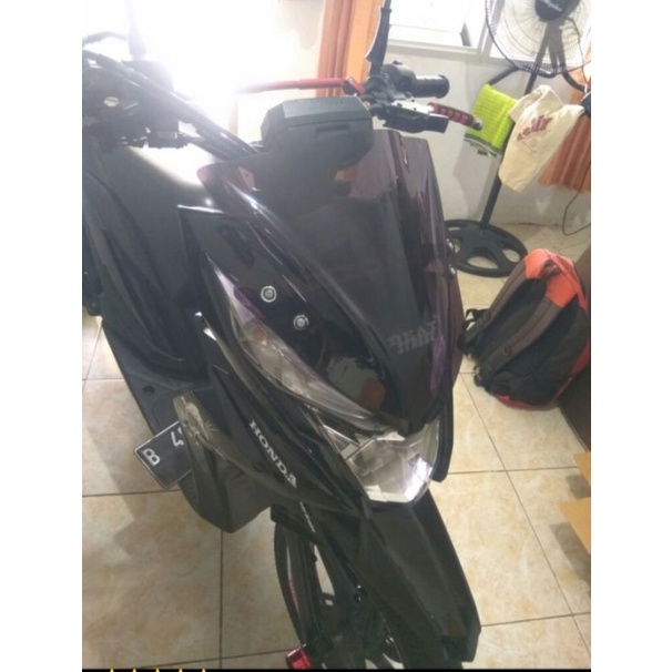 Terbaru visor beat street logo model ninja fi bonus breket dan baud visor lengkap dengan lampu LED P