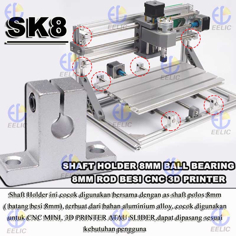 EELIC SHH-B0098 Shaft holder sk8 dudukan besi ball bearing 8 mm rod besi cnc 3d printer