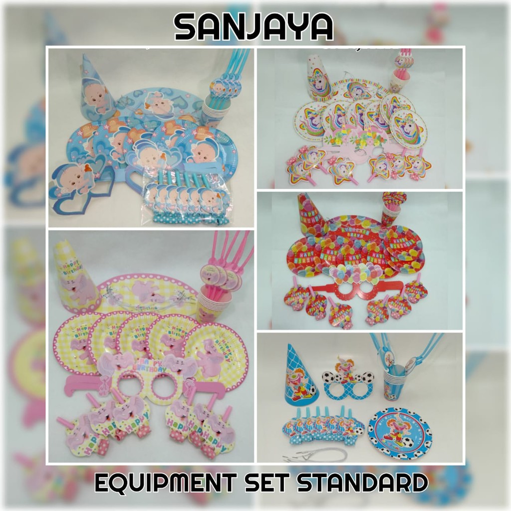 Aksesoris Set Perlengkapan Ulang Tahun / Paket Dekorasi Ulang Tahun Motif Karakter / Equipment Set Standard