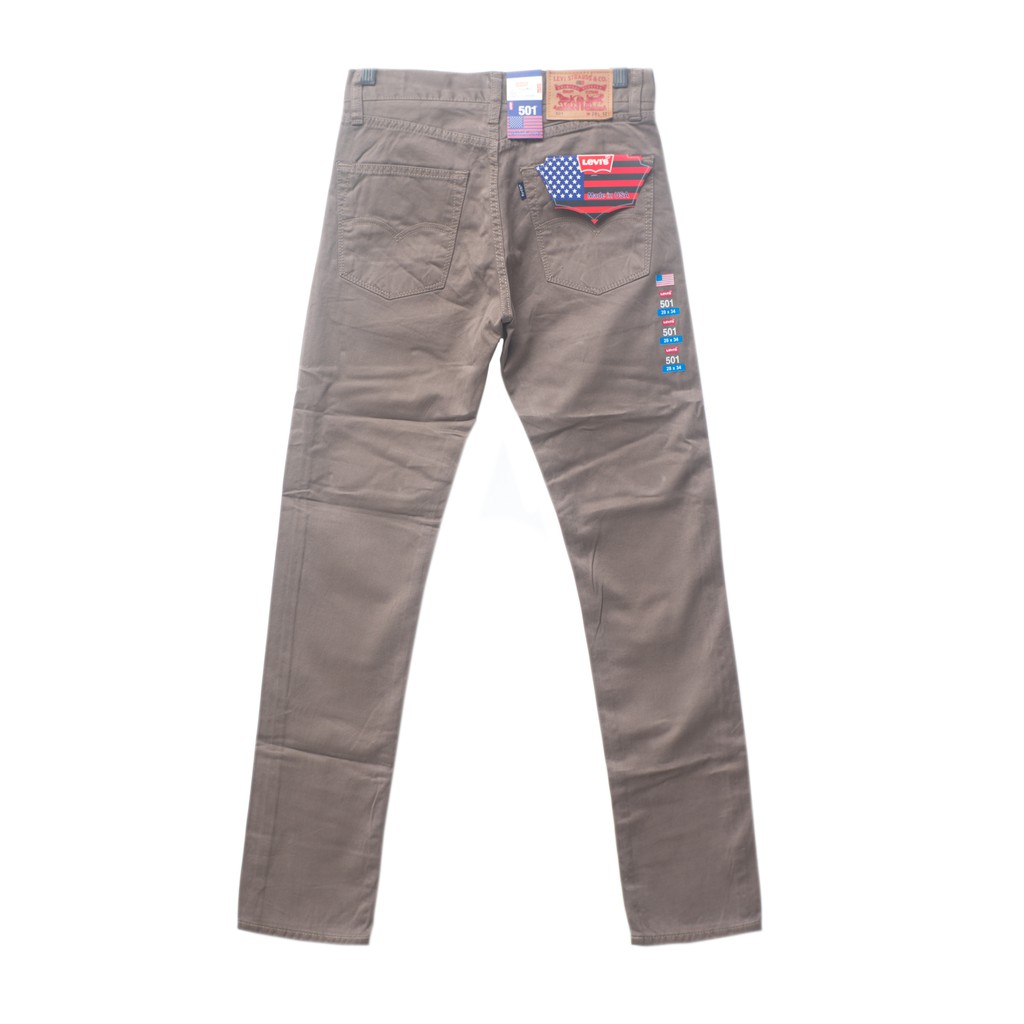 Levis 501 USA - Celana Panjang Pria - Bahan Kanvas Sand Brown