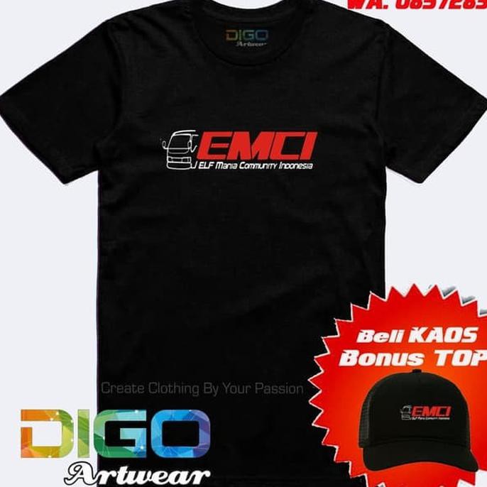 Kaos + Topi Baju Combed 30 Distro Emci Elf Mania Tshirt Sablon Fashion Unisex Atasan Pria Wanita